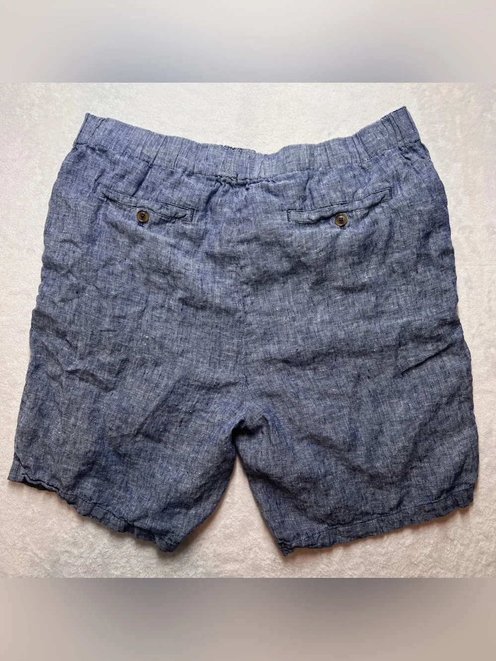 Quince Men's 100% European Linen Shorts Chambray Blue Size XL 9” inseam